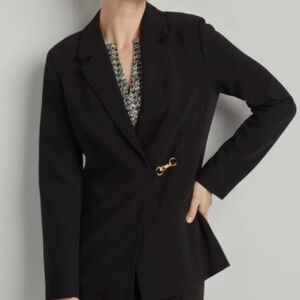 Ellen Tracy Black Suiting Blazer with Clasp